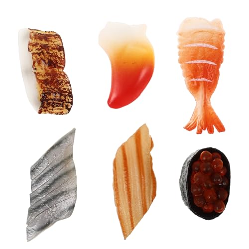 ADOCARN 6 Stück Simulations-Sushi-Modelle, Gefälschtes Sashimi-Modell, Japanische Lebensmittel-Sushi-Requisite, Mini-Sushi-Dekoration, Simulations-Sushi, Künstliche Lebensmittel, von ADOCARN