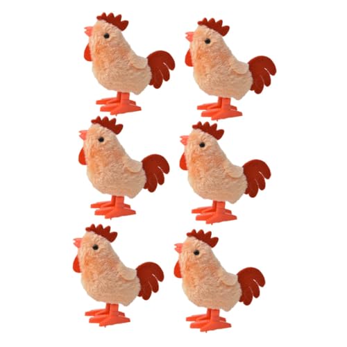 ADOCARN 6 Stücke Dummy Hahn Mini Plushies Wind Up Küken Wind Up Huhn Walking Hahn Rot Kunststoff von ADOCARN