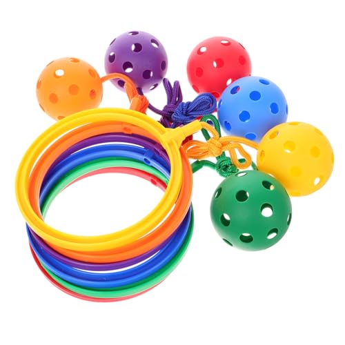 ADOCARN 6St Reifenball sportspiele für flummies f�r Kid Toys Stringy Balls federnd -Springseil- springendes Ringspielzeug Seil-Knöchelsprung-Ballspiel Plastik von ADOCARN