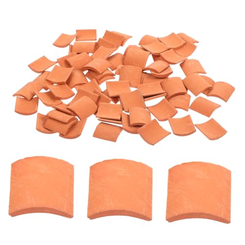 ADOCARN 80St bastelzeug bastelmaterial bastel Materialien Modellbau Ornamente Mini-Dachziegel Miniaturfliesen für Puppenhaus Luft sandtisch dachziegel dekore Mini-Gartendachziegel Ton von ADOCARN