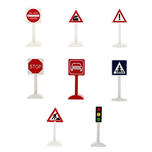 ADOCARN 8st Verkehrszeichen-Ornamente Kinder Dekor Simulation Straßenschild Spielzeug-stoppschilder Mini-spielzeugampel Haushaltswaren Dekor Sandtischdekoration Für Kinder Colorful Plastik von ADOCARN