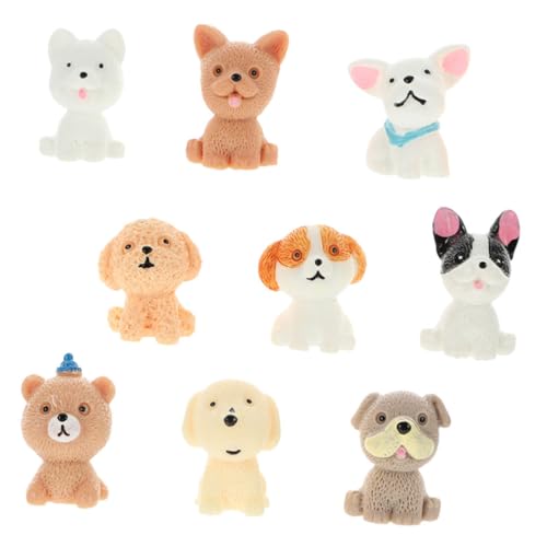 ADOCARN 9St Süßes Welpenmodell Kuchendeckel für Hunde Feengarten Tier Hundefiguren Spielzeug Welpen-Cupcake-Topper Miniaturtierspielzeug Dog Statue Hund Miniaturfiguren Miniatur-Welpe Harz von ADOCARN