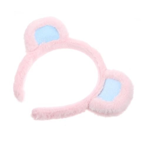 ADOCARN Bärenohr Stirnband rosa Ohren Make-up Stirnband Tier Bärenstirnband weißes Stirnband bärenohren haarreif Bärenohr Haarband Bärenohr Stirnbänder Bärenohr Party Kopfschmuck Stoff von ADOCARN