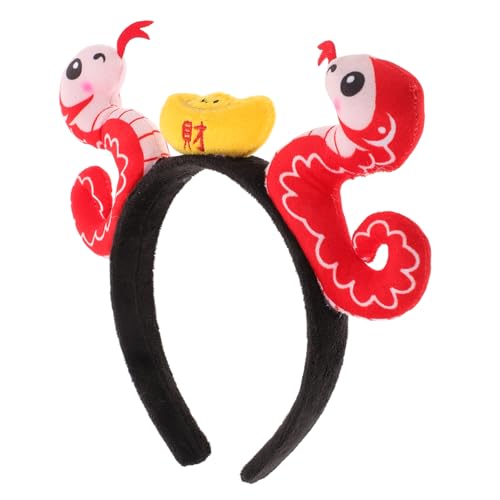 ADOCARN Cartoon Plüsch Schlangen Stirnbänder Bekleidung Schlangen Kostüm Versorgung Chinesisches Neujahr Haar Accessoires Chinesische Neujahrs Accessoires Anzieh Stirnband Plüsch von ADOCARN