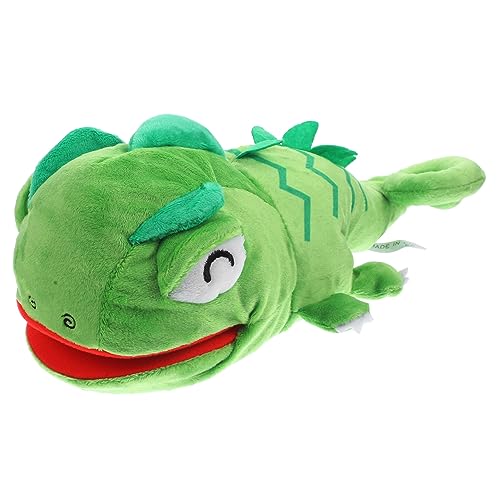 ADOCARN Handpuppe interaktives kinderspielzeug Plush Toy Vorschulspielzeug Handpuppe zum Geschichtenerzählen Plüsch-Eidechsenspielzeug PP Baumwolle Green von ADOCARN