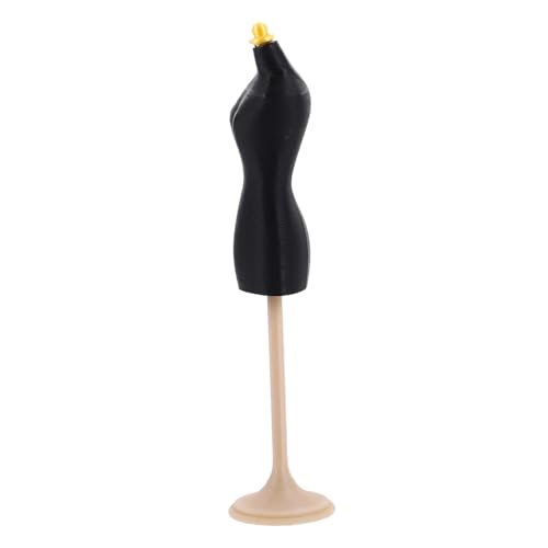 ADOCARN Mannequin-aufhänger Puppenkleid-anzeige Kleiderform Für Puppen Miniatur Kleiderständer Puppenständer Mannequin-Torso Mit Ständer Mini-Mannequin-ständer Männchen Körper Pla Black von ADOCARN