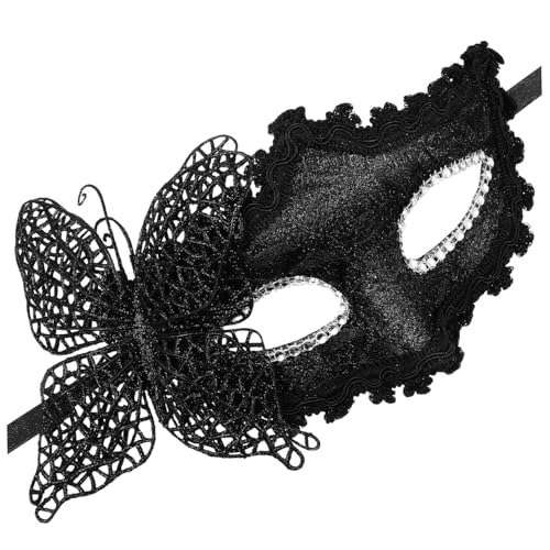 ADOCARN Venezianische Spitzenmaske Für Damen Schwarze Masquerade Maske Für Kostümparty Karneval Und Halloween Dekorative Halbmaske Als Kostümzubehör von ADOCARN