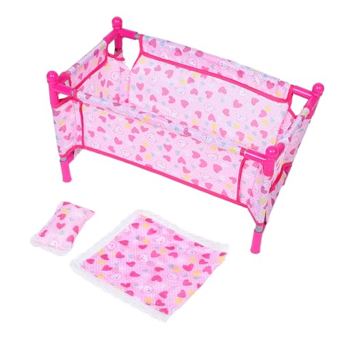 ADOCARN Puppenbett Puppenhaus-schlafzimmermöbel Spielzeugbett Puppenhausmöbel Schlafzimmer Puppenhausmöbel Für Babyzimmer Puppenhausbett Babydoll-Kinderbett-spielset Babydoll-Bett Stoff von ADOCARN