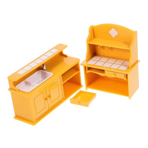 ADOCARN Puppenhausmöbel Spielzeughaus Modelltisch Modell Mini Haustisch DIY Spielzeugtisch DIY Tisch Miniaturtisch Mini Hausmöbel DIY Mini Tisch Kunststoff Orange 2 Stück von ADOCARN