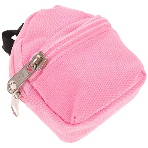 ADOCARN Puppenrucksack Mini Wickeltasche Für Puppen Gefälschter Puppengurt Bjd Puppe Rucksack Wiedergeborene Puppe Mädchen Puppenkleidung Taschen Niedlich Plüsch Rosa Polyester von ADOCARN