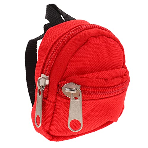 ADOCARN Mini Puppenrucksack Roter Polyester Backpack Für BJD Puppen Ideal Als Fotorequisiten Und Kleines Schulranzen Zubehör Für Kreative Outfits Und Rollenspiele von ADOCARN