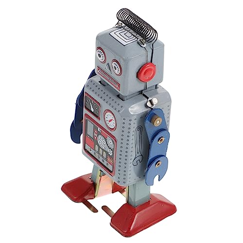 ADOCARN Roboterwicklung Tanzender Roboter aufziehen Uhrwerk-Blechroboter Vintage Aufziehroboter kinderroboter Spielzeug weihachtsgeschenk Farbiger Blechroboter Uhrwerk Spielzeug Weißblech von ADOCARN