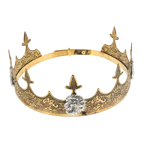 ADOCARN Tiara Prinzenkrone Königskostüm Krone zur Geburtstagsfeier Cosplay-König-Kostümzubehör Goldene Krone Kostümkrone Kronen-Accessoire für Jungen Männer königliche Kronen Legierung von ADOCARN