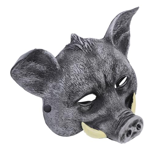 ADOCARN Wildschwein Maske Kitsune Halbes Halloween Maskerade-cosplay Maske Für Karneval Kostümzubehör Halbmasken-cosplay Kostüme Wildschwein Kostüm Kopfbedeckung Schädelmaske Kuh Pu Black von ADOCARN