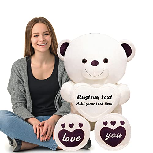 ADORSUN 80cm Teddybär groß Personalisiert ValentinsGeschenke, Teddybär mit Namen als Männer Geschenk Weihnachten ValentinsGeschenke für Männer Geburtstagsgeschenk Abschluss Geschenk (80cm) von ADORSUN