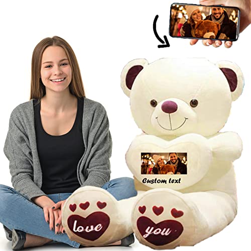 ADORSUN 80cm Teddybär groß Personalisierter Geschenke XXL Teddybär mit Text+Foto ValentinsGeschenke Geschenke für Frauen Weihnachten Geburtstagsgeschenk Es TUT Mir Leid Geschenke für sie (80cm) von ADORSUN