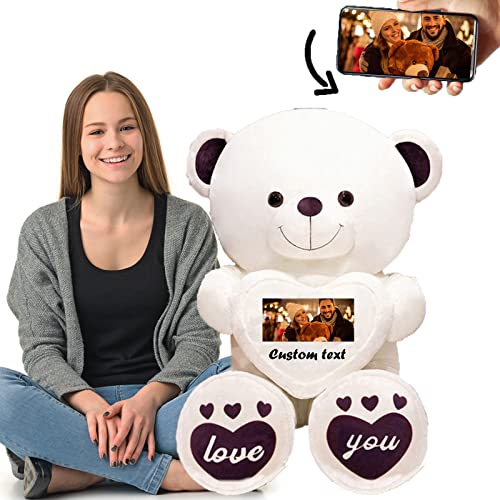 ADORSUN 80cm Teddybär groß Personalisierter Geschenke XXL Teddybär mit Text+Foto ValentinsGeschenke Geschenke für Frauen Weihnachten Geburtstagsgeschenk Es TUT Mir Leid Geschenke für sie (80cm) von ADORSUN