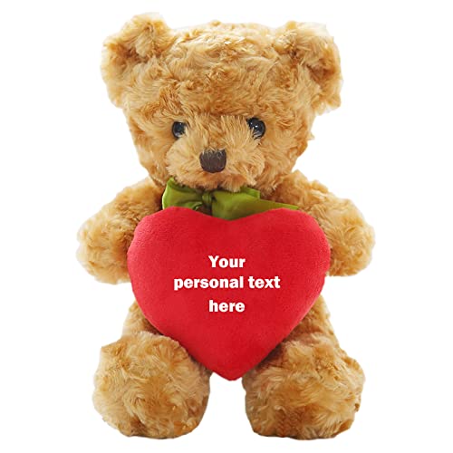 ADORSUN Personalisierter Teddybär mit Herz, Teddybär mit Benutzerdefinierter Text Auf Herz ValentinsGeschenke Geburtstagsgeschenk für Frauen Es Mir Leid Geschenke für sie (25-cm) von ADORSUN