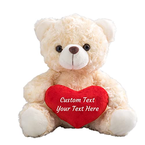 ADORSUN Teddybär mit Personalisierter Text, Teddybär mit Herz für Valentinstag Hochzeit Jubiläum Geburtstagsgeschenk ValentinsGeschenke Mann sie Besondere ValentinsGeschenkee (20-cm) von ADORSUN