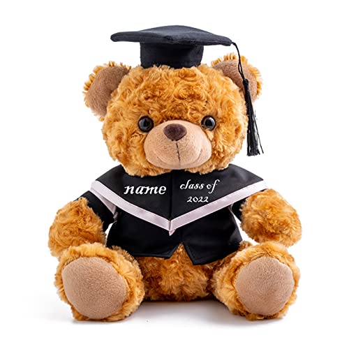 GraduationBär Personalisierte Graduation Geschenke mit benutzerdefinierten Text, Teddybär Plüschtier als Schulabschluss Geschenk für sie 2024 Oberschule/ Hochschule Graduation Geschenke (20 cm-Text) von ADORSUN