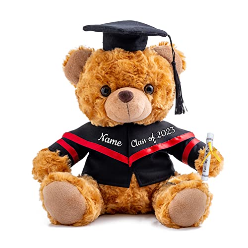 GraduationBär Personalisierte Graduation Geschenke mit benutzerdefinierten Text, Teddybär Plüschtier als Schulabschluss Geschenk für sie 2024 Oberschule Hochschule Graduation Geschenke (20 cm-Text) von ADORSUN