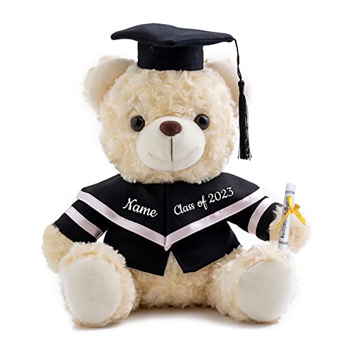 GraduationBär Personalisierte Graduation Geschenke mit benutzerdefinierten Text, Teddybär Plüschtier als Schulabschluss Geschenk für sie 2024 Oberschule Hochschule Graduation Geschenke (20 cm-Text-) von ADORSUN