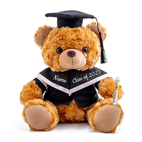 GraduationBär Personalisierte Graduation Geschenke mit benutzerdefinierten Text, Teddybär Plüschtier als Schulabschluss Geschenk für sie 2024 Oberschule Hochschule Graduation Geschenke (20 cm-Text) von ADORSUN