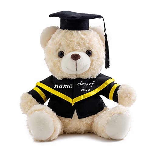 GraduationBär Personalisierte Graduation Geschenke mit benutzerdefinierten Text, Teddybär Plüschtier als Schulabschluss Geschenk für sie 2024 Oberschule/ Hochschule Graduation Geschenke (20 cm-Text) von ADORSUN