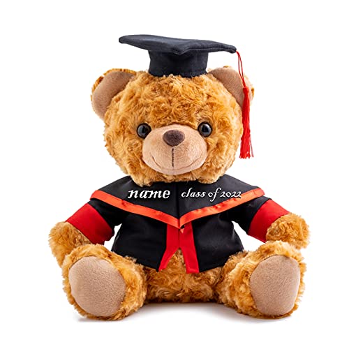 GraduationBär Personalisierte Graduation Geschenke mit benutzerdefinierten Text, Teddybär Plüschtier als Schulabschluss Geschenk für sie 2024 Oberschule/ Hochschule Graduation Geschenke (25 cm-Text) von ADORSUN