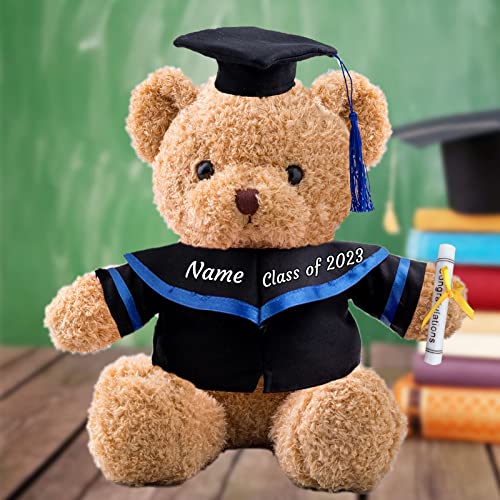 Personalisierte Geschenke Teddybär mit Text, GraduationBär Abschluss 2024 Personalisierte Teddybär für Graduation 2024 Schulabschluss Geschenk für Sie Oberschule/ Hochschule Graduation (40 cm-Text) von ADORSUN