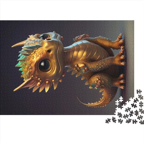 Niedlicher Goldener Drache, 1000 Teile Puzzle Für Erwachsene Und Kinder, Puzzle-Sets Für Familien, Lernspiel, Puzzles (Größe 75X50cm) von ADOSIA