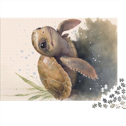 Puzzle Für Erwachsene, Süßes Baby-Schildkrötengemälde, 1000 Teile, Puzzlespiele, Lernspielzeug, Puzzle Für Kinder Ab 12 Jahren Und Erwachsene (Größe 75X50cm) von ADOSIA