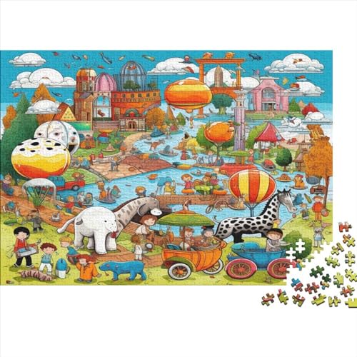 Amusement Park (16) Erwachsene ＆ Kinder 1000 Teile Holz Zoological Park Puzzles Geburtstag Family Challenging Games Lernspiel Home Decor Entspannung Und Intelligenz 1000pcs (75x von ADOVZ