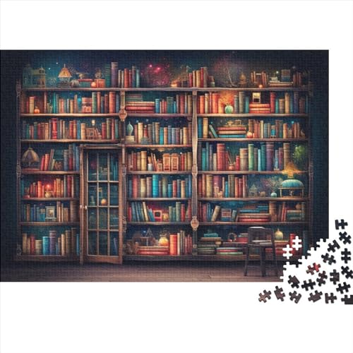 Bookshelf (10) Erwachsene ＆ Kinder Puzzle 1000 Teile Holz Book Geburtstag Educational Game Moderne Wohnkultur Family Challenging Games Stress Relief 1000pcs (75x50cm) von ADOVZ