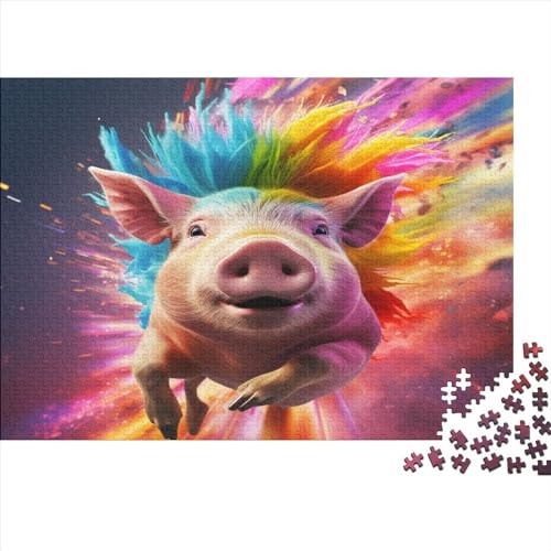 Colourful Pig (83) 300 Teile Personalised Photo Puzzles Erwachsene Lernspiel Family Challenging Games Wohnkultur Geburtstag Stress Relief Toy 300pcs (40x28cm) von ADOVZ