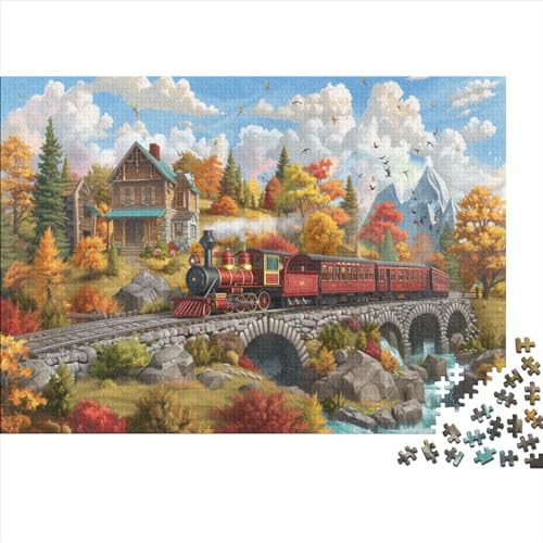 Country Train (20) Puzzles 1000 Teile Holz Train Erwachsene ＆ Kinder Wohnkultur Lernspiel Geschicklichkeitsspiel Für Die Ganze Familie Geburtstag Stress Relief 1000pcs (75x50cm) von ADOVZ