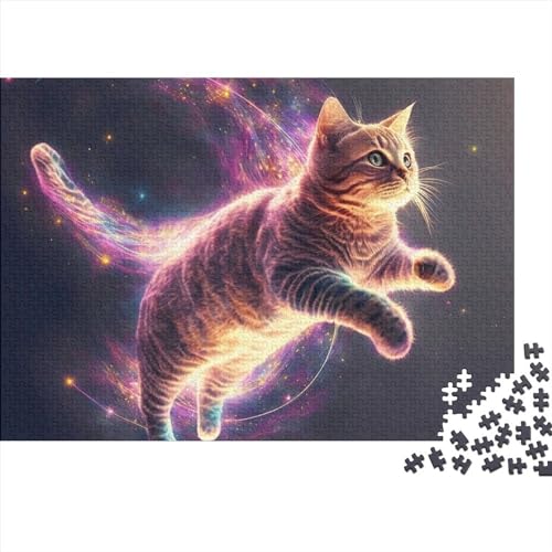 1000-teilige Puzzles für Erwachsene und Kinder, Fantasy-Katzen-Tiere, DIY-Holzpuzzles, Spielzeug, Heimdekoration (Größe 75x50cm) von ADRETA