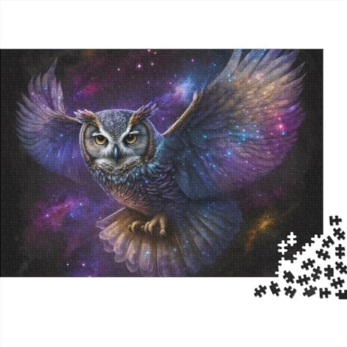 Puzzle 1000 Teile Fantasie-Eulen-Vogel-Puzzles Holzpuzzles für Erwachsene Kinder Kinder Schwierigkeitsspiel (Größe 75x50cm) von ADRETA