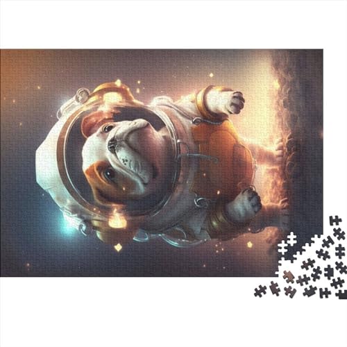 Puzzle für Erwachsene, Astronaut, Weltraum-Bulldogge, 1000 Teile, Puzzlespiele, Lernspielzeug, Puzzle für Kinder ab 12 Jahren und Erwachsene (Größe 75x50cm) von ADRETA