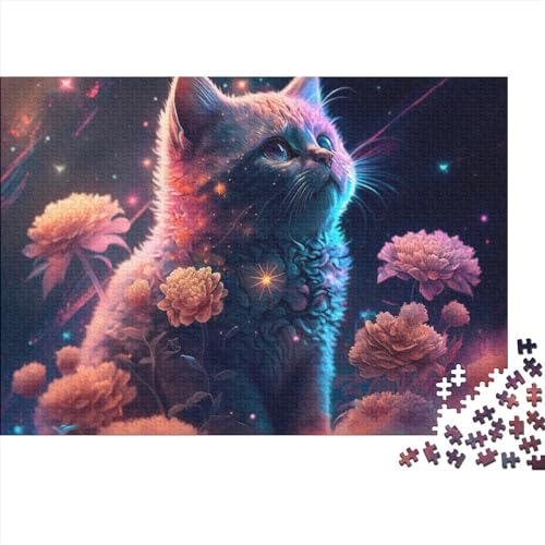 Puzzle für Erwachsene, Stück, Fantasie-Katzen-Tiere, DIY-Kreativpuzzle, Holzpuzzle für Kinder ab 12 Jahren und Erwachsene (Größe 40x28cm) von ADRETA