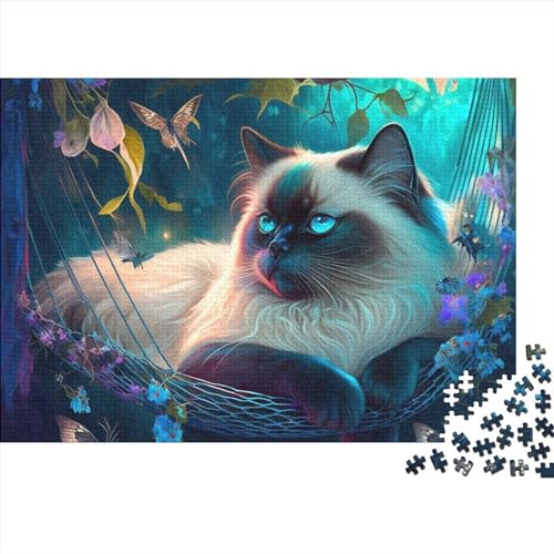 Puzzles 1000 Teile Kind Erwachsene Puzzle Fantasie Katze Tiere Puzzles Kunst DIY Spiel Geschenk Spielzeug Familienspiel (Größe 75x50cm) von ADRETA