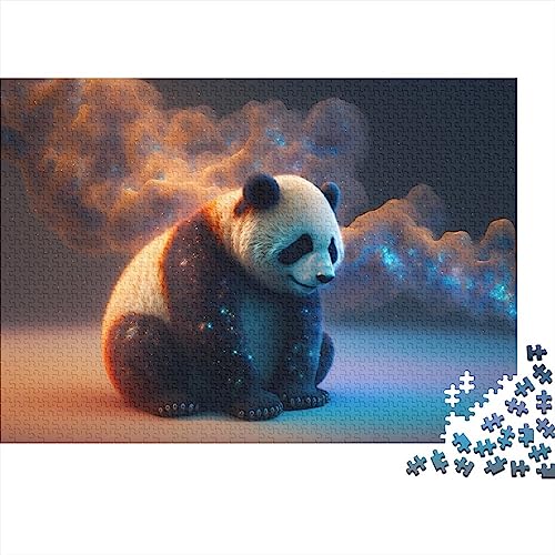 Puzzles für Erwachsene und Kinder,leuchtender Panda,1000-teiliges Puzzlespiel,Holzpuzzle für Erwachsene und Kinder ab 12 Jahren,Rätselspiel,75x50cm von ADRETA