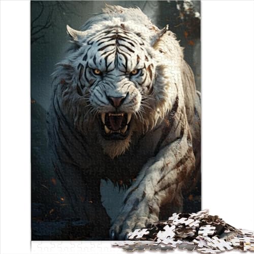 500-Teiliges Puzzle, Schwarz-Weiß-Tiger-Puzzle, 500 Teile, Holz, Kreative Puzzles Für Geschenke Für Familie Und Freunde (Größe 52X38cm) von ADTEMP