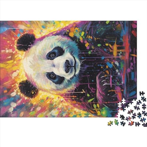 Bunte Tier-Panda-Puzzles für Erwachsene, 500 Teile, schwierige Puzzles für Erwachsene, Heimdekoration, Kunst, Holzpuzzle für Erwachsene, 52x38cm von ADTEMP