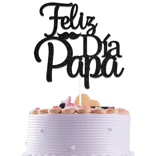 Schwarzer Glitzer Feliz Dia Papa Cake Topper Happy Father's Day Cake Decoration Feliz Cumpleanos Papa Decor Vatertag Papa Geburtstag Party Supplies von ADTEMP