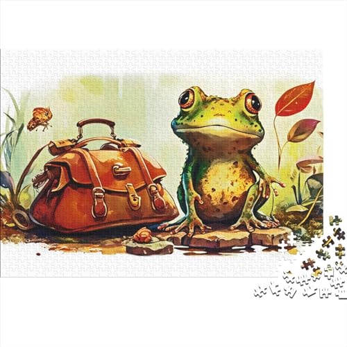 Puzzle Reisender Frosch für Erwachsene, 1000 Teile, Holzpuzzle, Geburtstagsgeschenke, Puzzle, gemeinsame Familienspiele (Größe 75x50cm) von ADTEMP