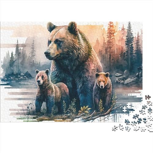 Tier-Braunbär-Puzzles für Erwachsene, 300, Holzpuzzles für Erwachsene, Familien-Puzzlespiel, Geburtstagsgeschenke (Größe 40x28cm) von ADTEMP