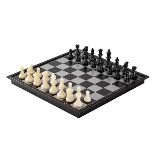 Tragbares internationales Schachbrett aus Kunststoff, zusammenklappbares Reise-Schachbrett-Set und Einzelspieler-Schachmatte for Üben als Geschenk (Color : Black, Size : L) von ADovz