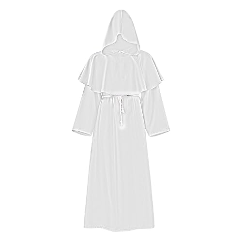 AEGJEGVD Halloween Mittelalterliche Mönchsrobe mit Kapuze Herren Priester Robe für Erwachsene Priester Kostüm Zauberer Renaissance Robe Kostüm mit Mantel Taillenseil Mottoparty Große Größen von AEGJEGVD