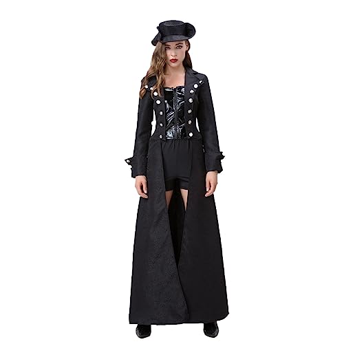 AEGJEGVD Mittelalter Kleidung Damen Renaissance Kleid Weste Set 2024 Pirat Kostüm Gothic Mantel Steampunk Cosplay Top mit Schnürung Gotische Kostüm Halloween Karneval Sale Angebote von AEGJEGVD